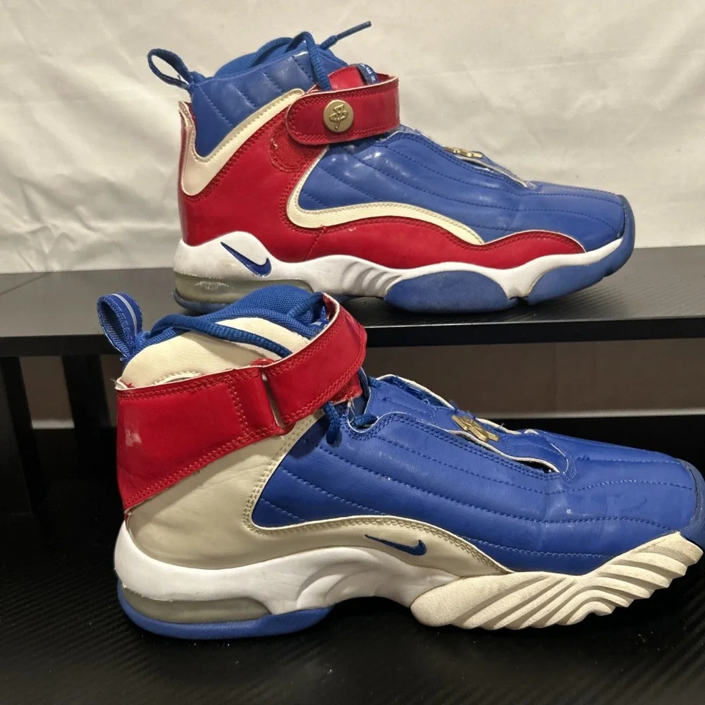 Nike Air Max Penny 4 Red/White/Blue 313936-441 Youth Size 7Y 1 Cent Logo